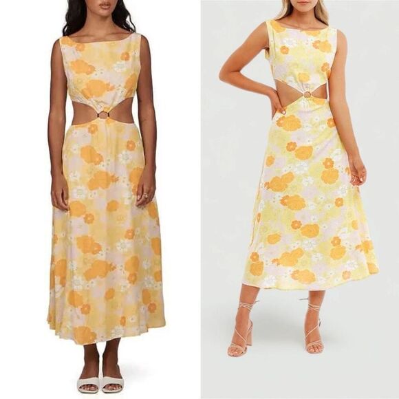 Charlie Holiday Clemence Cutout Floral Dress 4 Boho Retro Beachy Cottagecore Ret - Picture 2 of 13